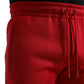 Red Cotton Blend Skinny Jogger Pants