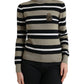 Multicolor Stripes Logo Turtle Neck Pullover Sweater