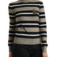 Multicolor Stripes Logo Turtle Neck Pullover Sweater