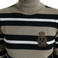 Multicolor Stripes Logo Turtle Neck Pullover Sweater