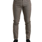 Brown Cotton Stretch Skinny Men Pants