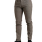 Brown Cotton Stretch Skinny Men Pants