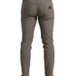 Brown Cotton Stretch Skinny Men Pants