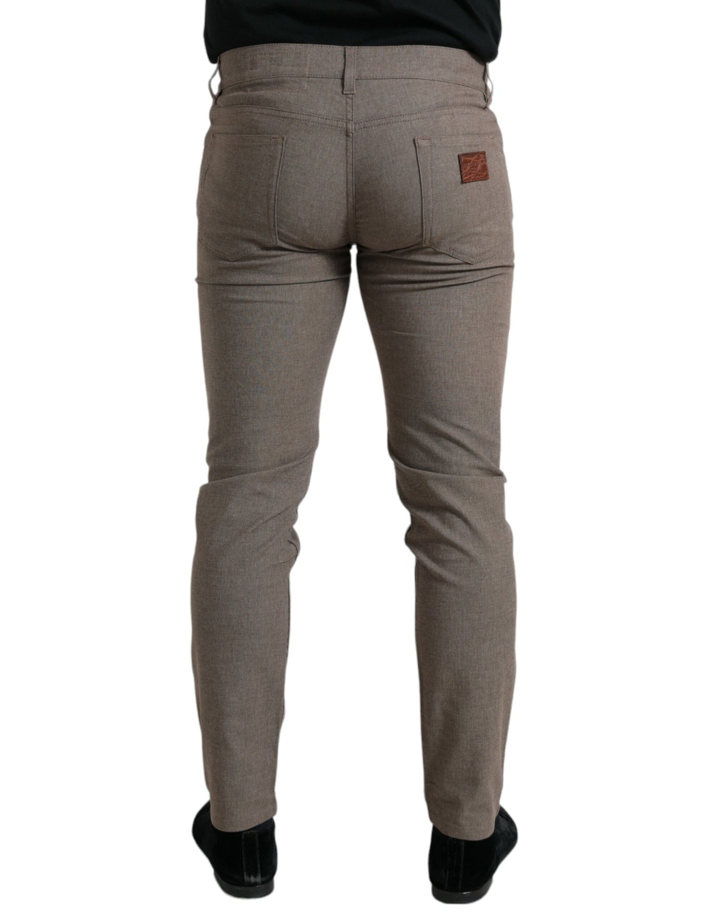 Brown Cotton Stretch Skinny Men Pants