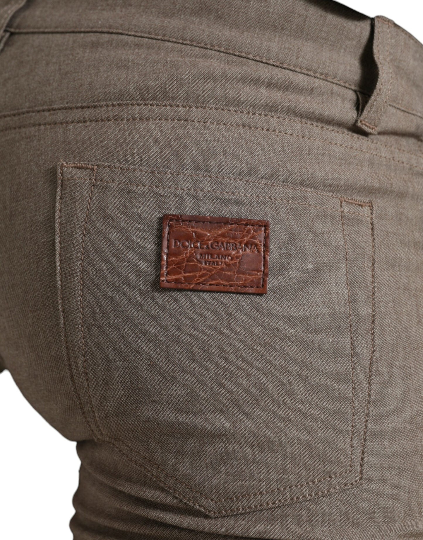 Brown Cotton Stretch Skinny Men Pants