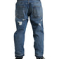 Blue Tattered Cotton Men Denim Jeans