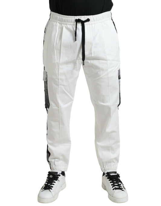 White Cotton Blend Jogger Men Sweatpants Pants