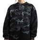 Elegant Black Camouflage Pullover Sweater