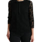 Black STAFF Blouse Floral Lace Nylon Top