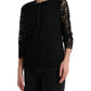 Black STAFF Blouse Floral Lace Nylon Top
