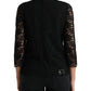 Black STAFF Blouse Floral Lace Nylon Top