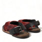 Elegant Black & Red Fur-Trimmed Sandals