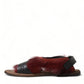 Elegant Black & Red Fur-Trimmed Sandals