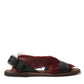 Elegant Black & Red Fur-Trimmed Sandals