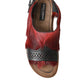 Elegant Black & Red Fur-Trimmed Sandals