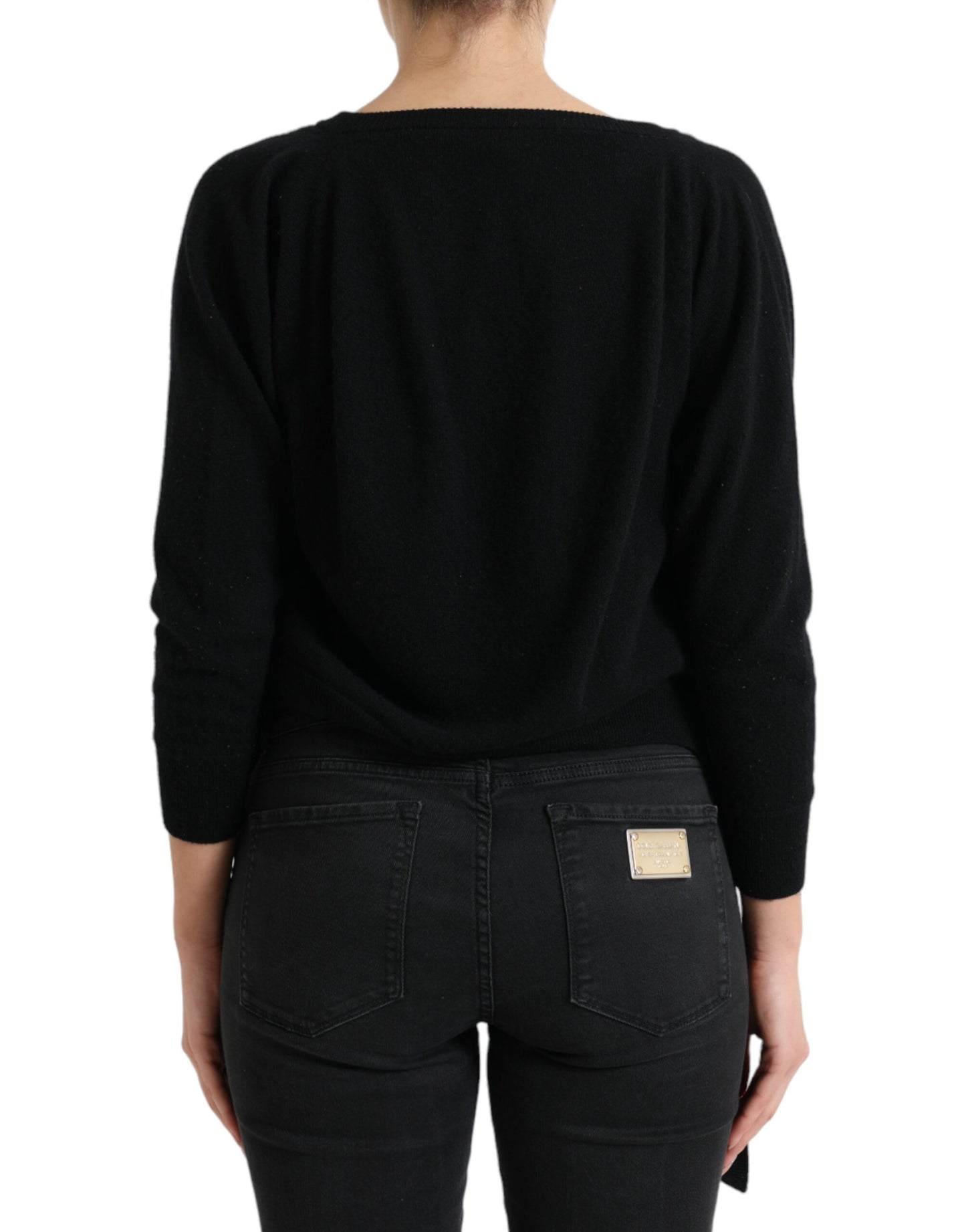 Black Cardigan Cashmere Long Sleeves Sweater