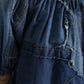 Blue Patchwork Short Sleeves Denim Blouse Top