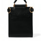 Black Calf Leather Logo Plaque Mini Crossbody Bag