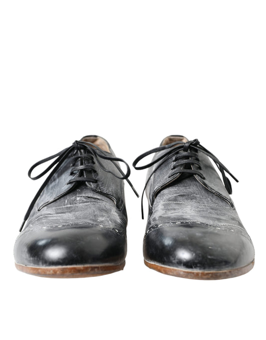 Black Leather Lace Up Formal Derby Dress Shoes