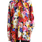 Multicolor Floral Ascot Collared Blouse Top