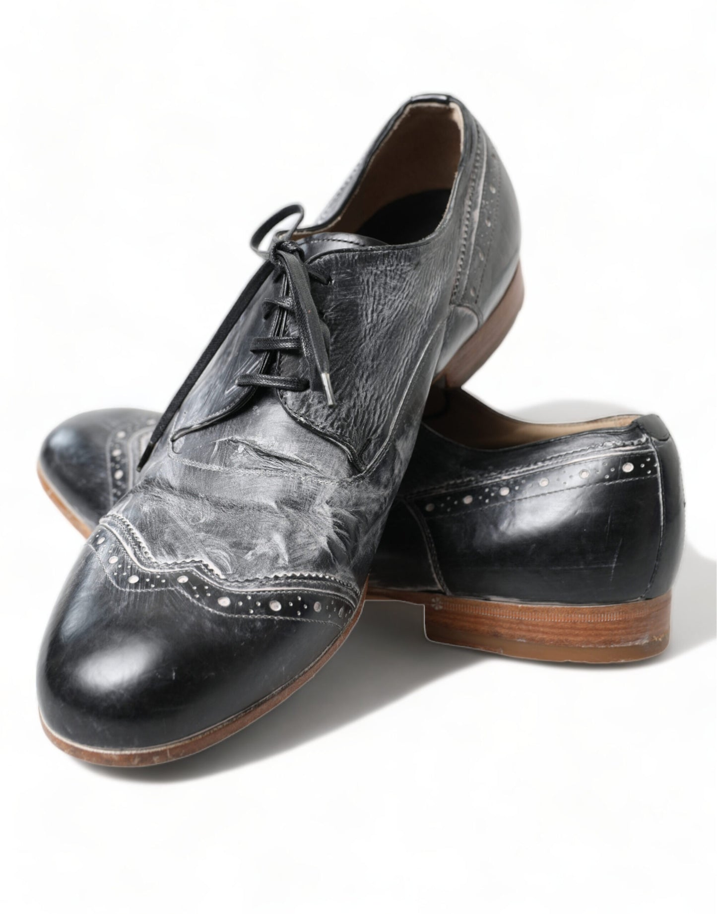 Black Leather Lace Up Formal Derby Dress Shoes