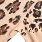 Beige Leopard Print Wool Turtleneck Top