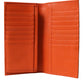 Orange Crocodile Leather Long Bifold Card Holder Wallet