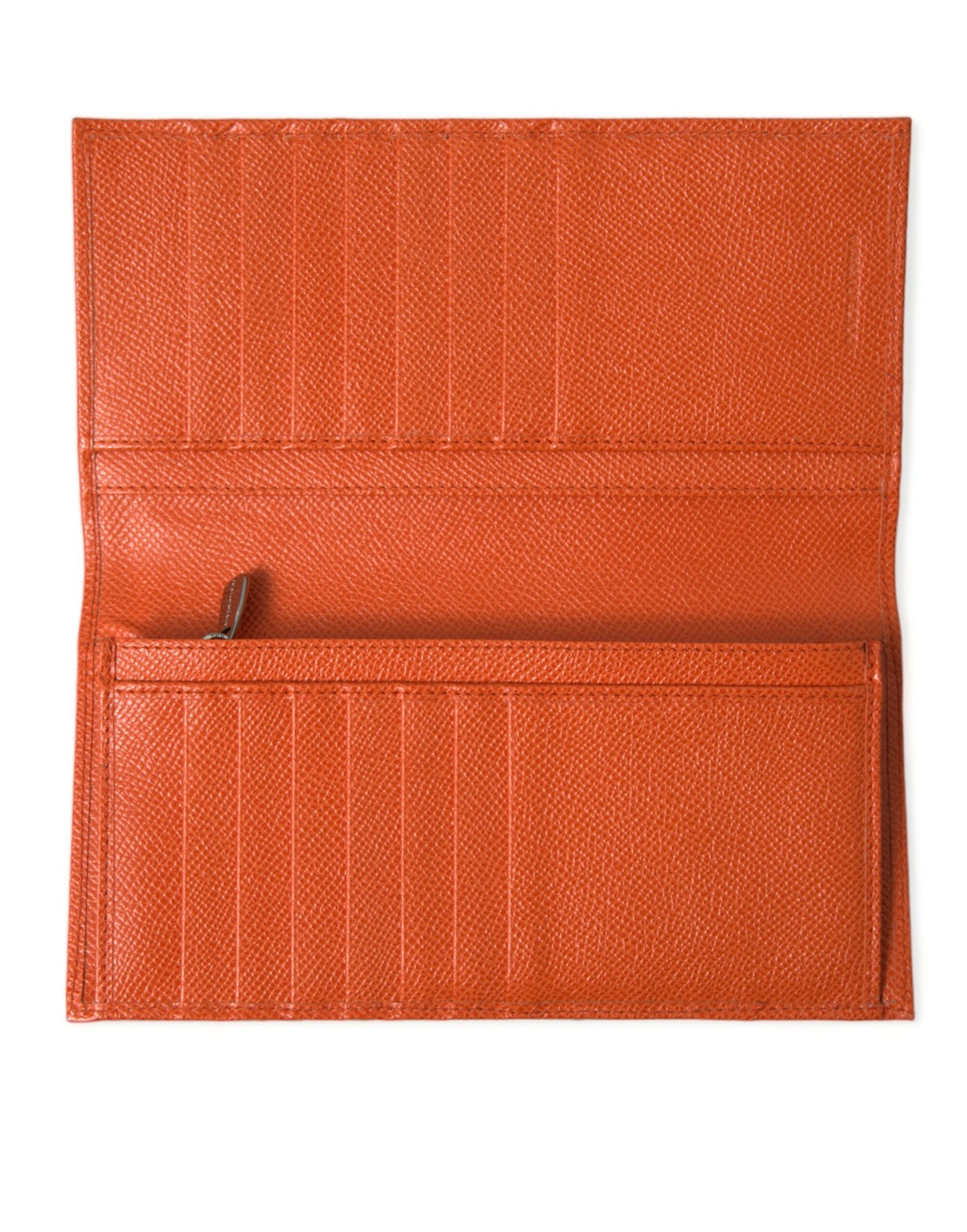 Orange Crocodile Leather Long Bifold Card Holder Wallet