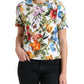 Multicolor Floral Cotton Round Neck Blouse Top