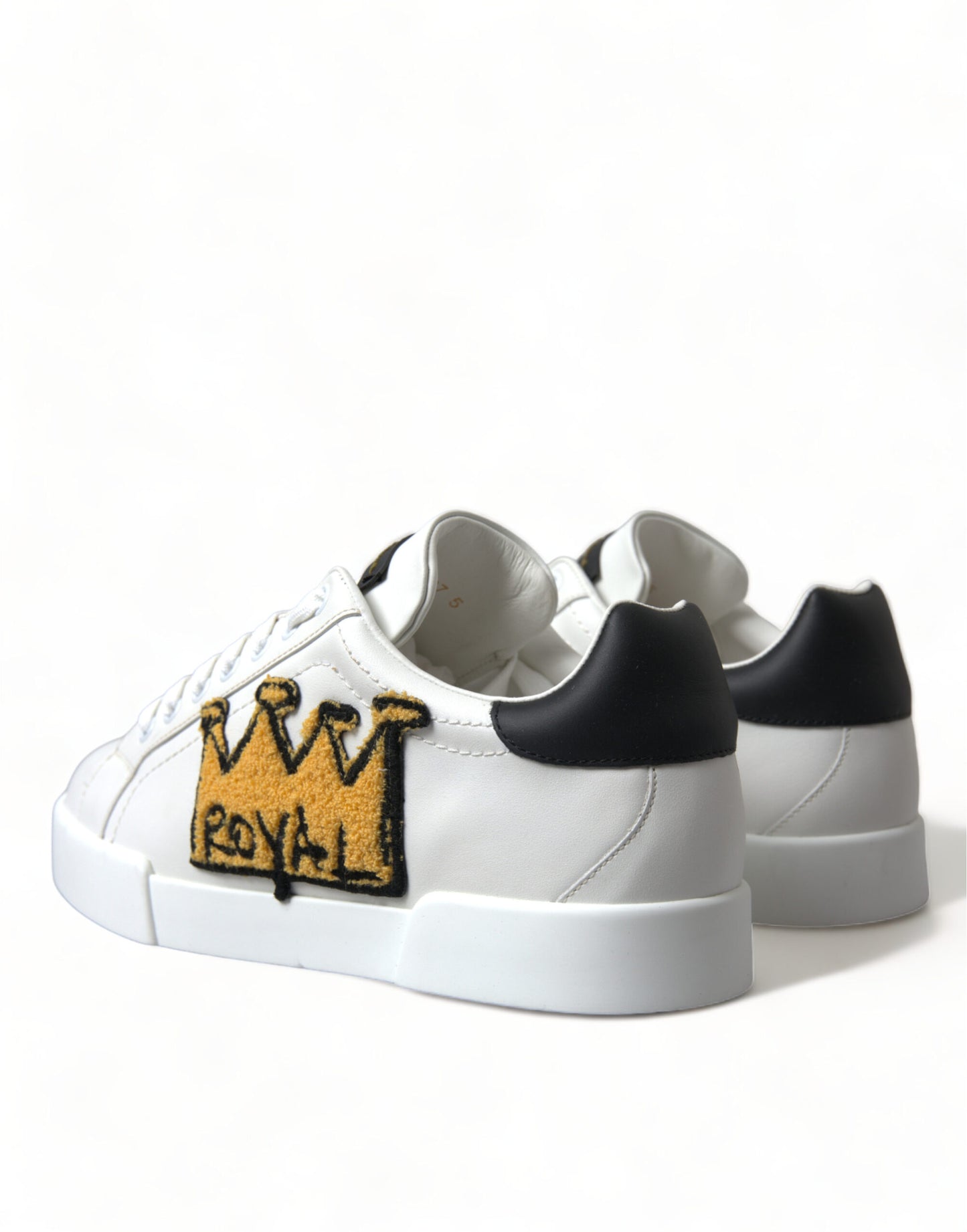 Elegant Leather Low Top Sneakers - Royal Crown Patch