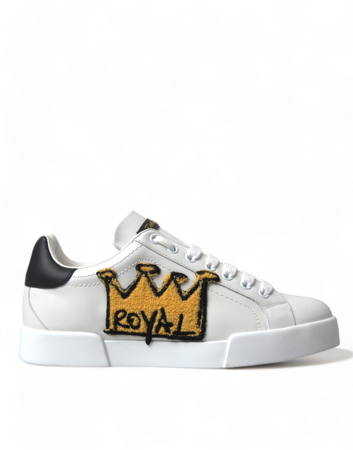 Elegant Leather Low Top Sneakers - Royal Crown Patch