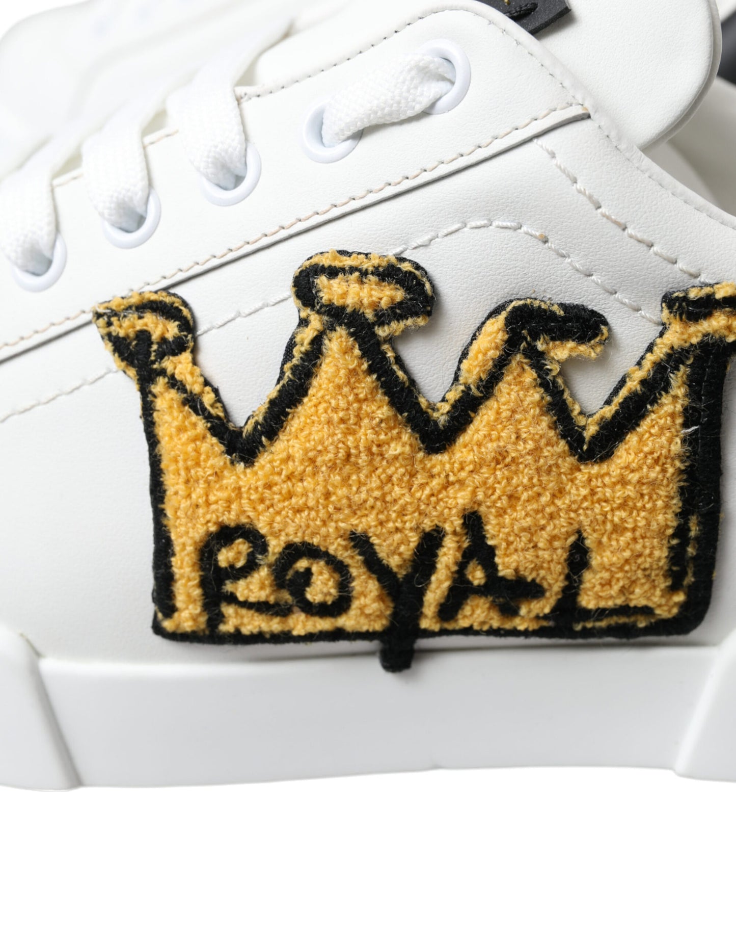 Elegant Leather Low Top Sneakers - Royal Crown Patch