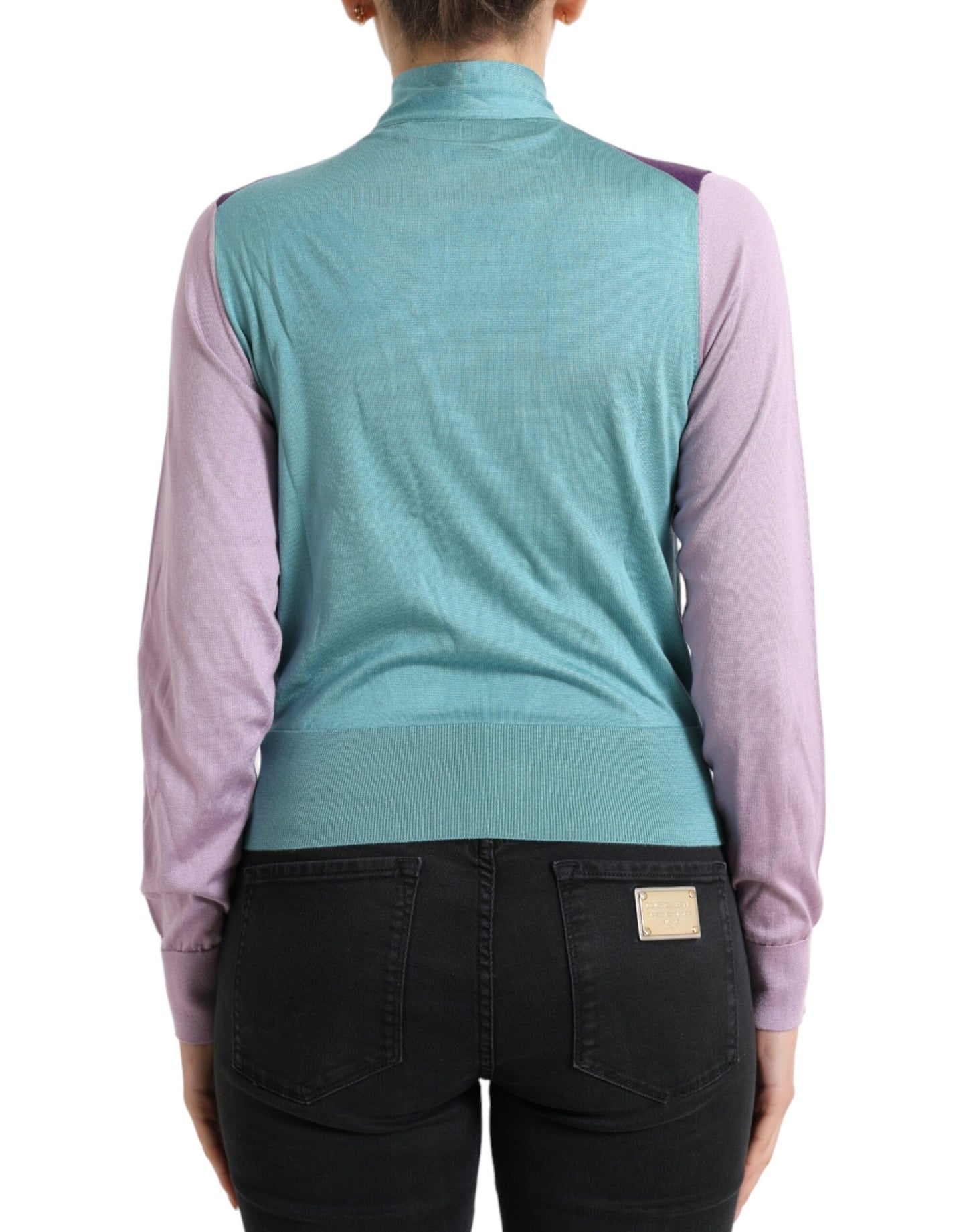 Multicolor Bow Fastening Pullover Sweater