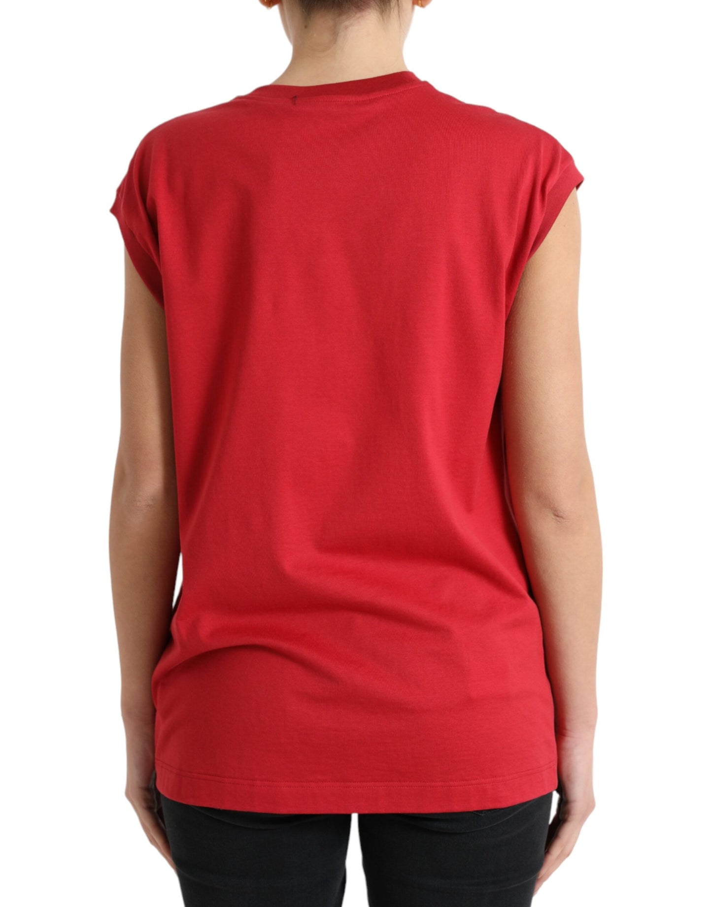 Red Cotton DG Logo Crew Neck Tank Top T-shirt