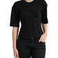 Black Satin Bustier Corset Jersey T-shirt Top