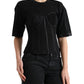 Black Satin Bustier Corset Jersey T-shirt Top