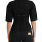 Black Satin Bustier Corset Jersey T-shirt Top