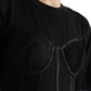 Black Satin Bustier Corset Jersey T-shirt Top