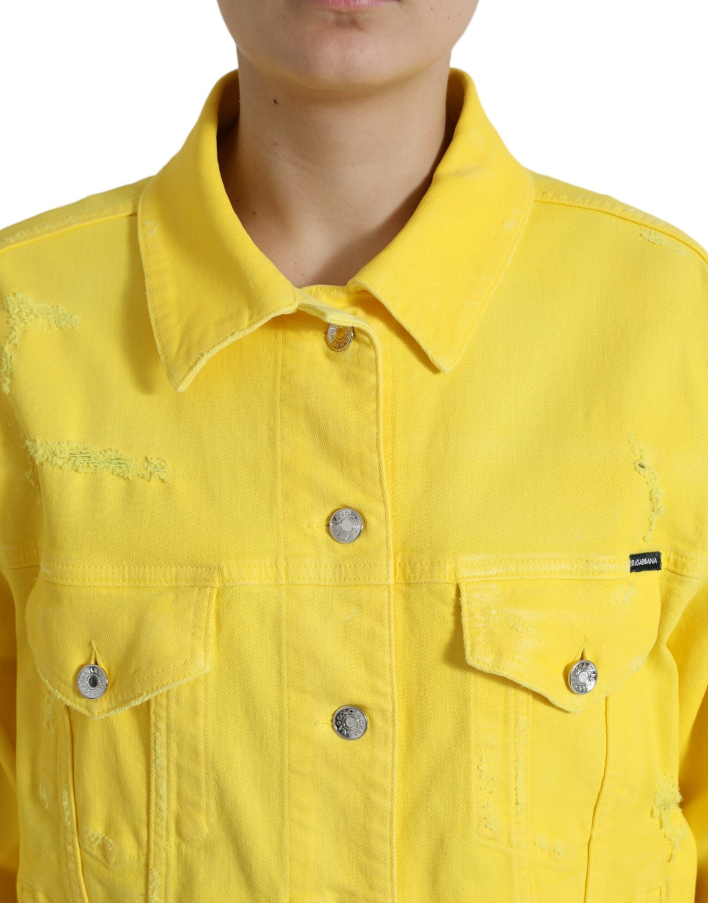 Yellow Cotton DENIM Jeans Button Coat Jacket