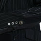 Black Striped Wool DoubleBreasted Coat Jacket