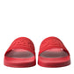 Red Rubber Summer Beach Slides Sandals