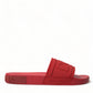 Red Rubber Summer Beach Slides Sandals