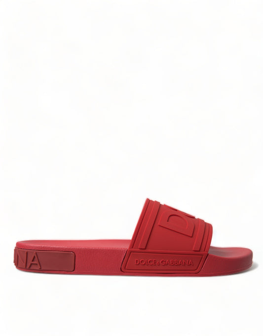 Red Rubber Summer Beach Slides Sandals