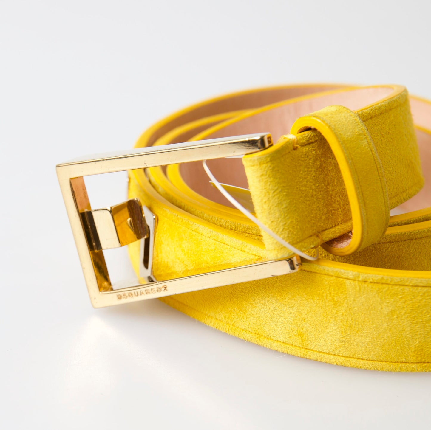 Chic Yellow Suede Leather Waist Belt