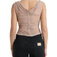 Beige Viscose V-neck Sleeveless Tank Top