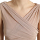 Beige Viscose V-neck Sleeveless Tank Top