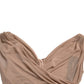 Beige Viscose V-neck Sleeveless Tank Top