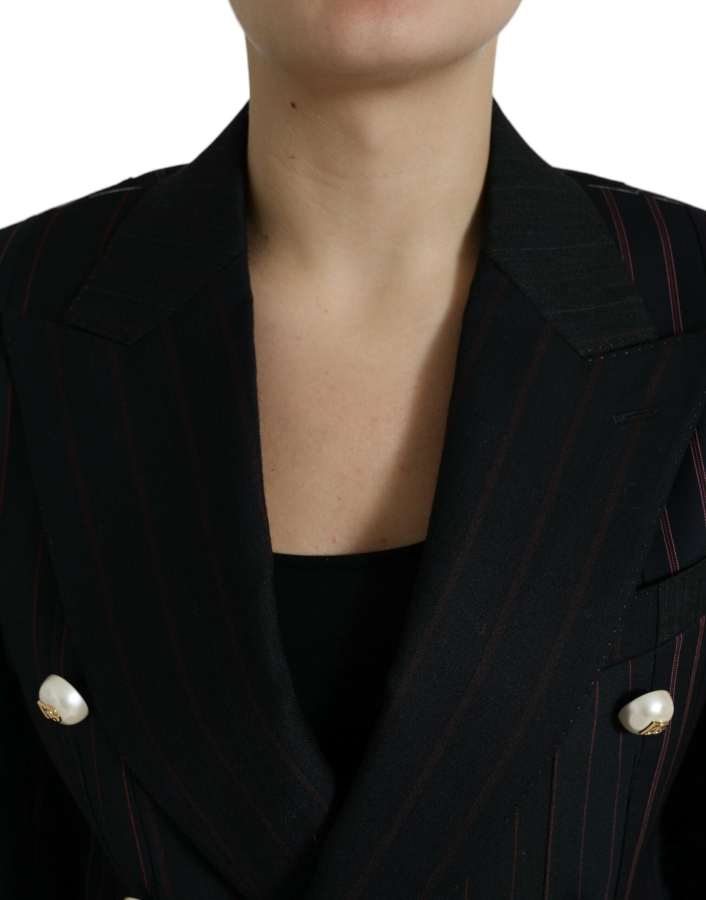 Black Striped SICILIA Double Breasted Jacket