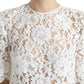 White Floral Lace Cotton Round Neck Blouse Top