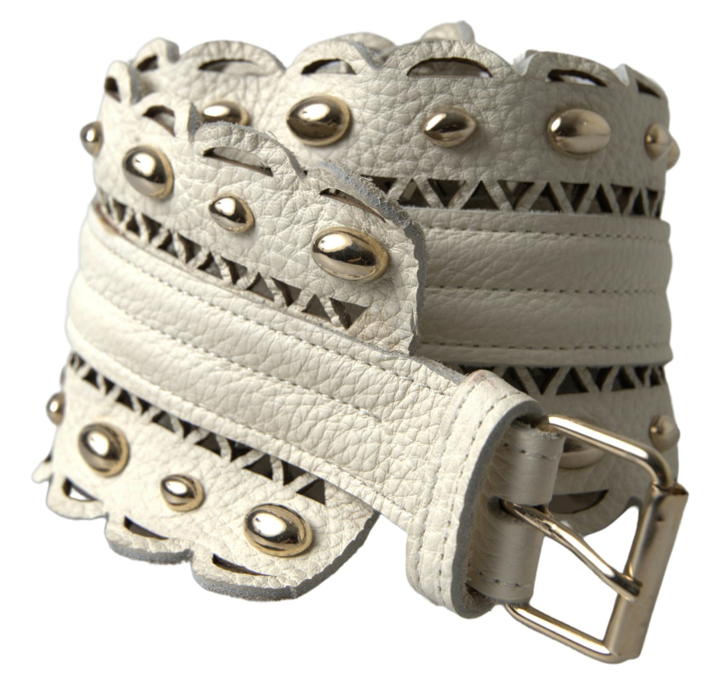 Elegant White Leather Wide Belt